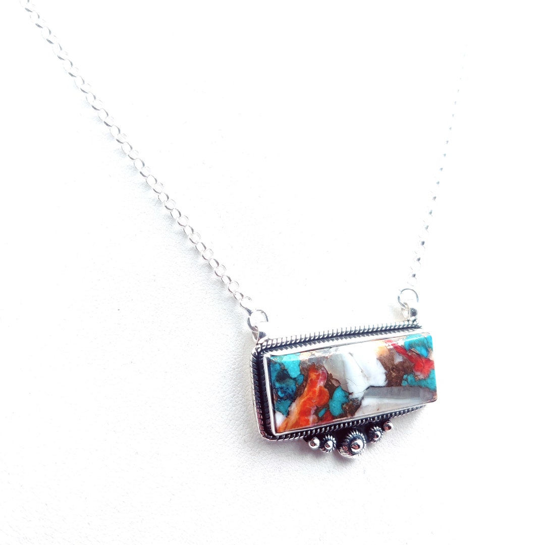 Kingman Spiny Oyster Turquoise Stone Southwest Handmade Sterling Silver ...