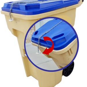 Gravity Enforced Trash Can Lid Lock: Windproof, Animal Resistant, Opens Automatically for Dumping image 2