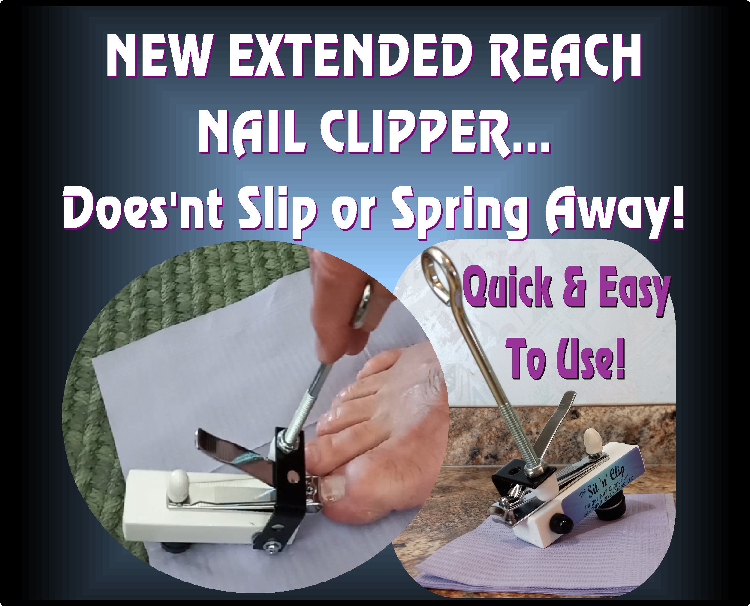 Easy New Extended Reach Nail Clipper for Seniors Arthritic Hands