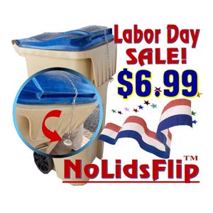 Trash Can Lid Lock Opens Automatically for Dumping, Easy to Apply, Wind Proof, No Tools or Drill Holes Required, NO LIDS FLIP!