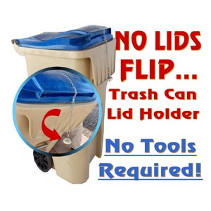 Trash Can Lid Lock Opens Automatically for Dumping, Easy to Apply, Wind Proof, No Tools or Drill Holes Required, NO LIDS FLIP!