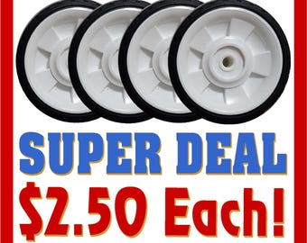 6 inch Plastic Wheels with Diamond Tread 1/2" Hub - DIY Carts, Wagons, Lawnmowers