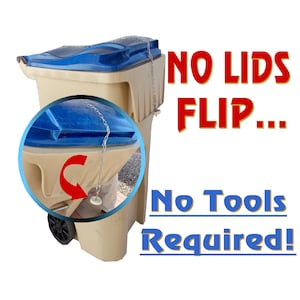 Stop Trash Cans From Blowing Over, Wind Proof No Lids Flip Lid Lock, No Tools or Drill Holes Required, Opens Automatically for Dumping