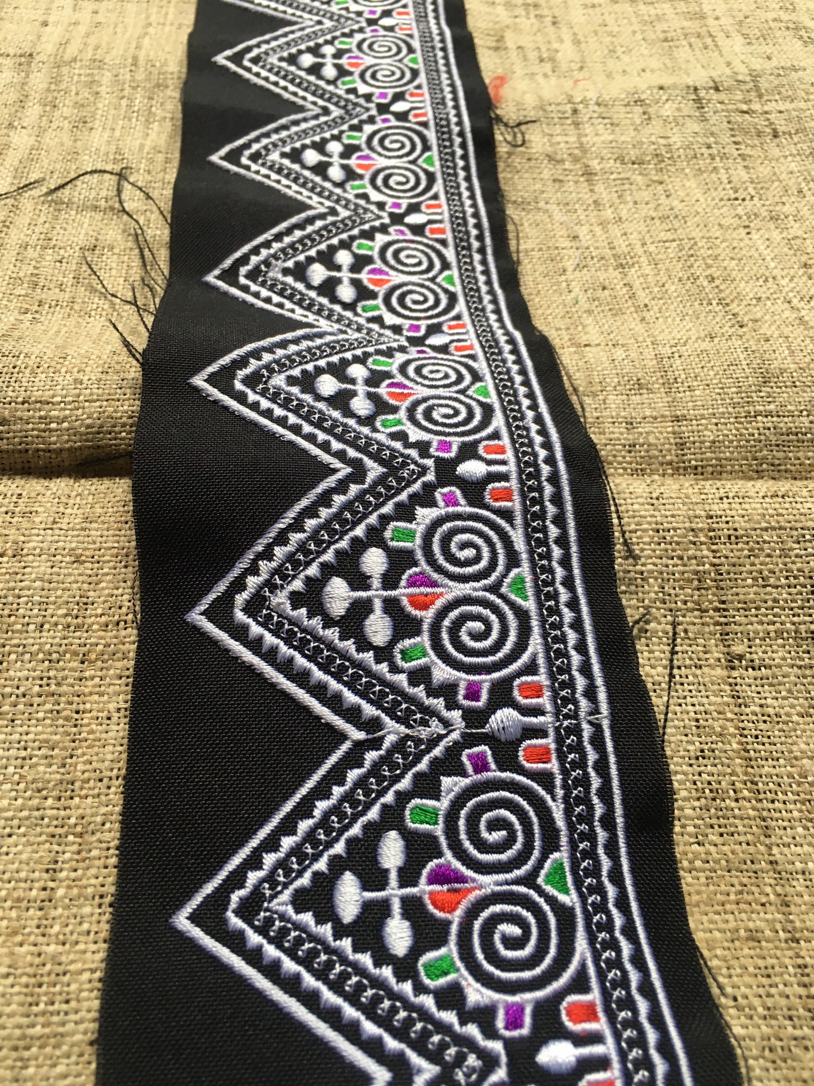 1 Yard Hmong Embroidery Fabric Ribbon T47 Etsy