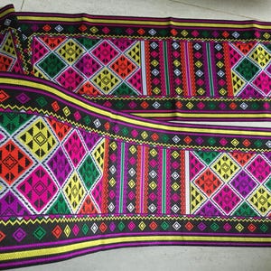 7.8”x 24 inches  Hmong ribbon for Hmong apron cut trim available ( D293)