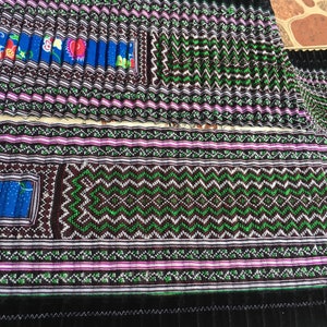6.5”x3.8 yards hand cross stitch embroidery Hmong fabric vintage ( 7D)