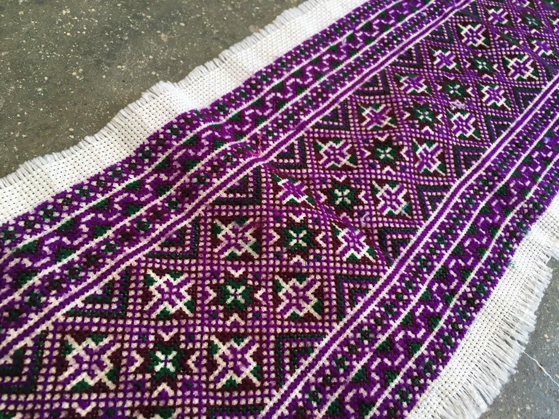 1.3 Yards Hmong Hand Cross Stitch Embroidery Fabric Vintage Etsy