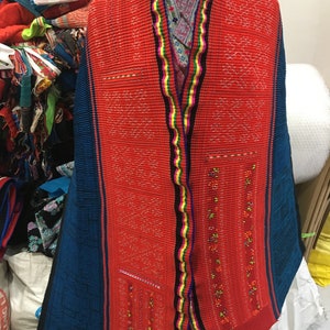 Hmong  hand cross stitch embroidery fabric vintage ( V54)