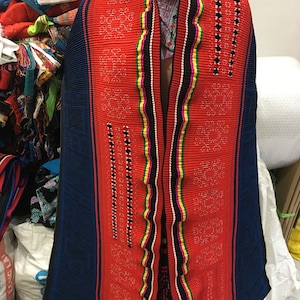Hmong  hand cross stitch embroidery fabric vintage ( V55)