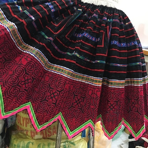 Hmong  hand cross stitch embroidery skirt vintage ( V12)