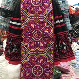 8 inches x 1 yard Hmong fabric ribbon (D101)