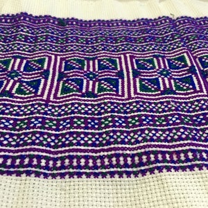 6” ”x 1.3 yards Hmong  hand cross stitch embroidery fabric vintage ( VT8)