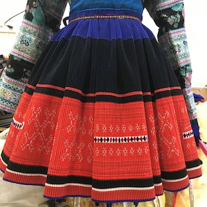 Hmong hand cross stitch embroidery skirt vintage ( V3)