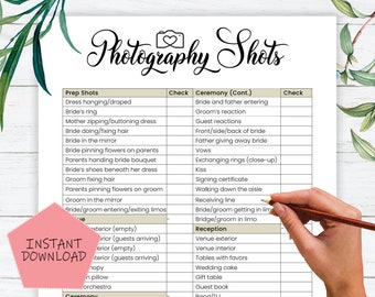 Wedding Photography Checklist template, Wedding photographer business forms, Printable list for photographers