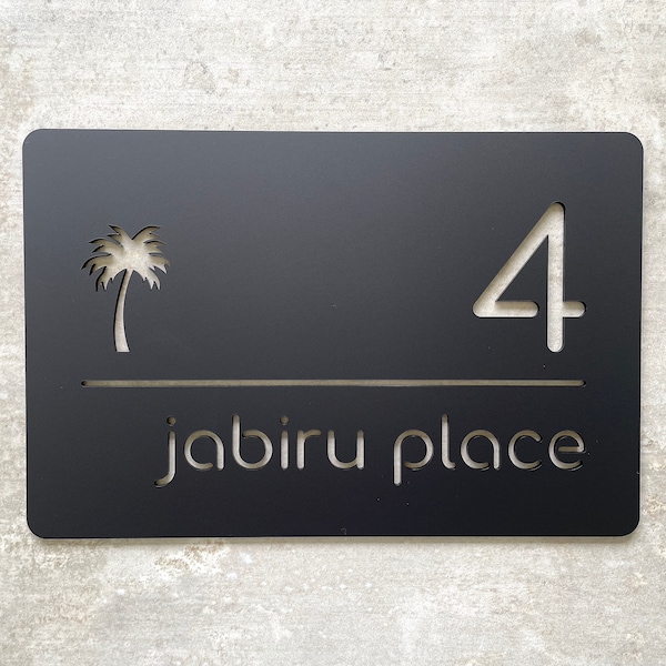 House Numbers | House Number Signs | Housewarming Gift | Letterbox Numbers | Mailbox Address Sign Signage Plaque | Palm Tree Cutout 30x20cm