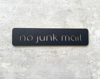 No Junk Mail Sign | House Numbers | Letterbox Sign Plaque | Mailbox Numbers | House Number Sign | Housewarming Gift | No Junk Mail -  20x5cm