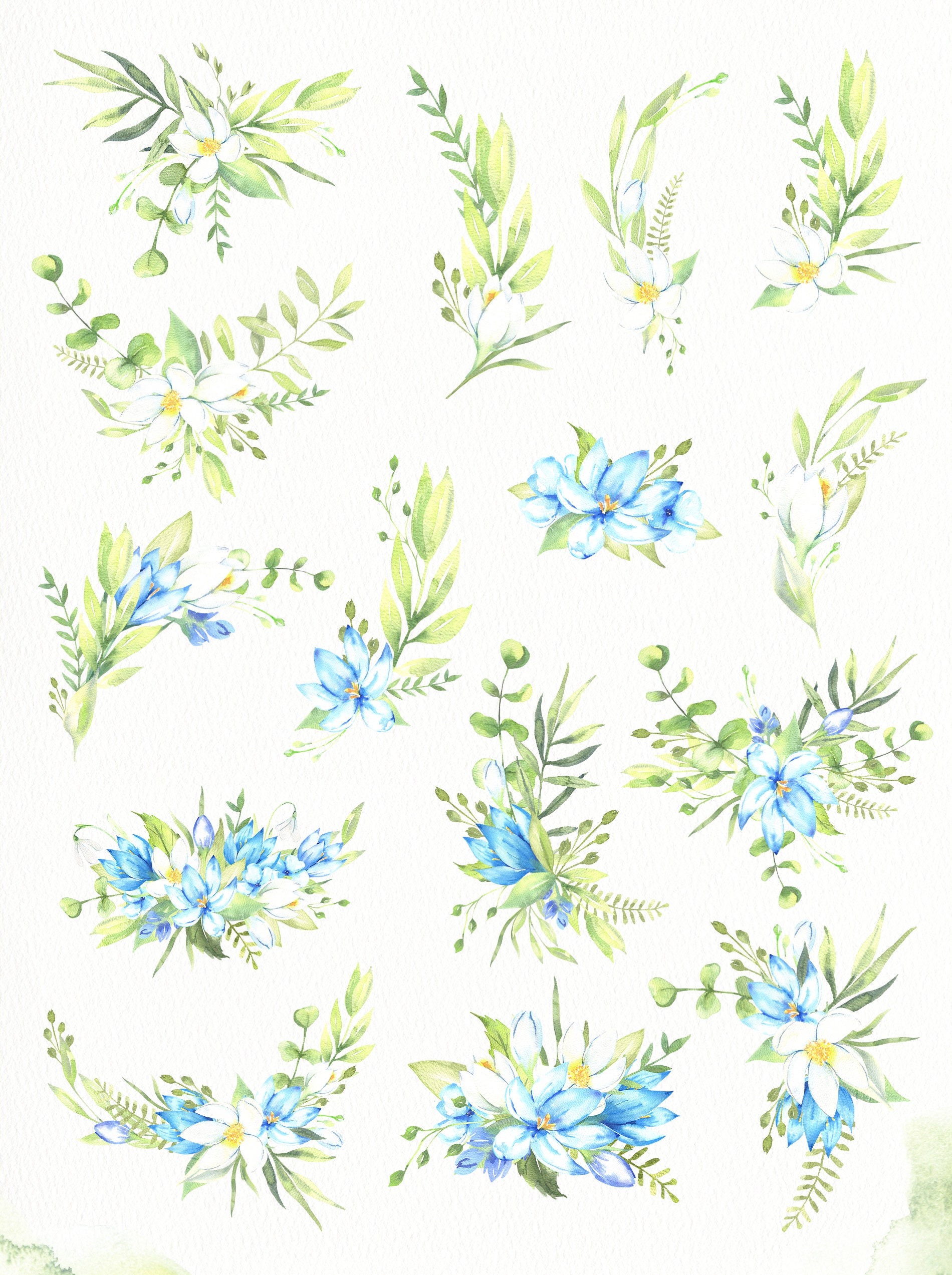 BIG Watercolor Floral Wreath Clipart PNG. Flower Frame | Etsy