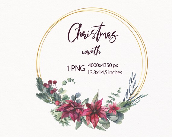 Christmas Wreath Clipart Png Watercolor Winter Single Wreath Etsy Christmas Wreath Clipart Png Watercolor Winter Single Wreath Etsy