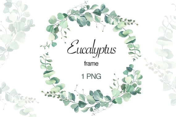 BIG Watercolor Eucalyptus Wreath Clipart.Greenery Wreath Floral Arrangements Wedding invitation.Greenery Clipart PNG