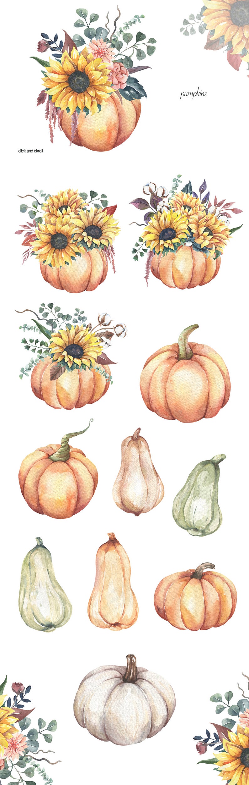 Borders.BIG Collection. Watercolor Floral Clipart For Wedding Invitations.Floral Wreaths,Bouquets BIG Watercolor Sunflower Clipart