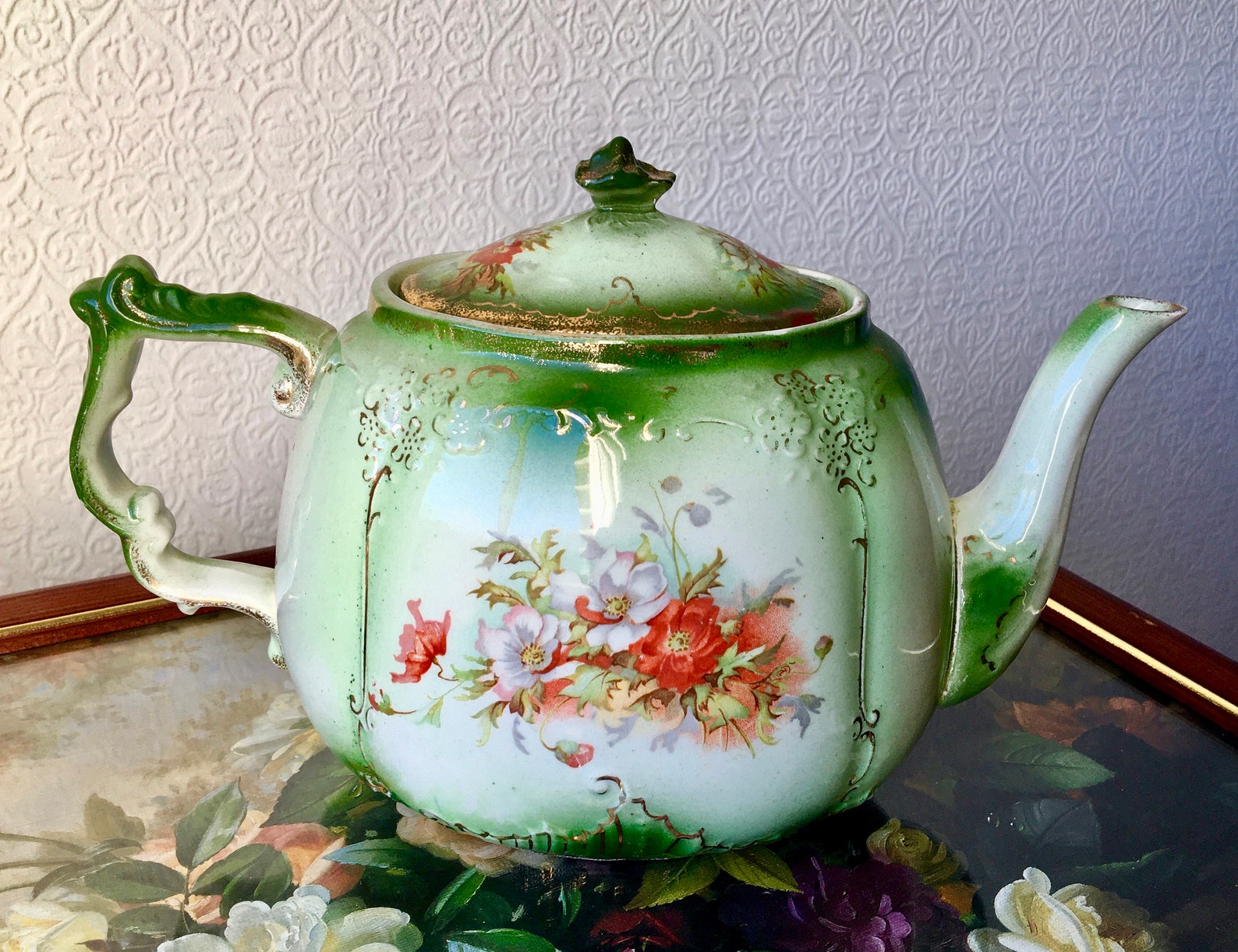 Antique Victorian Staffordshire Teapot Etsy
