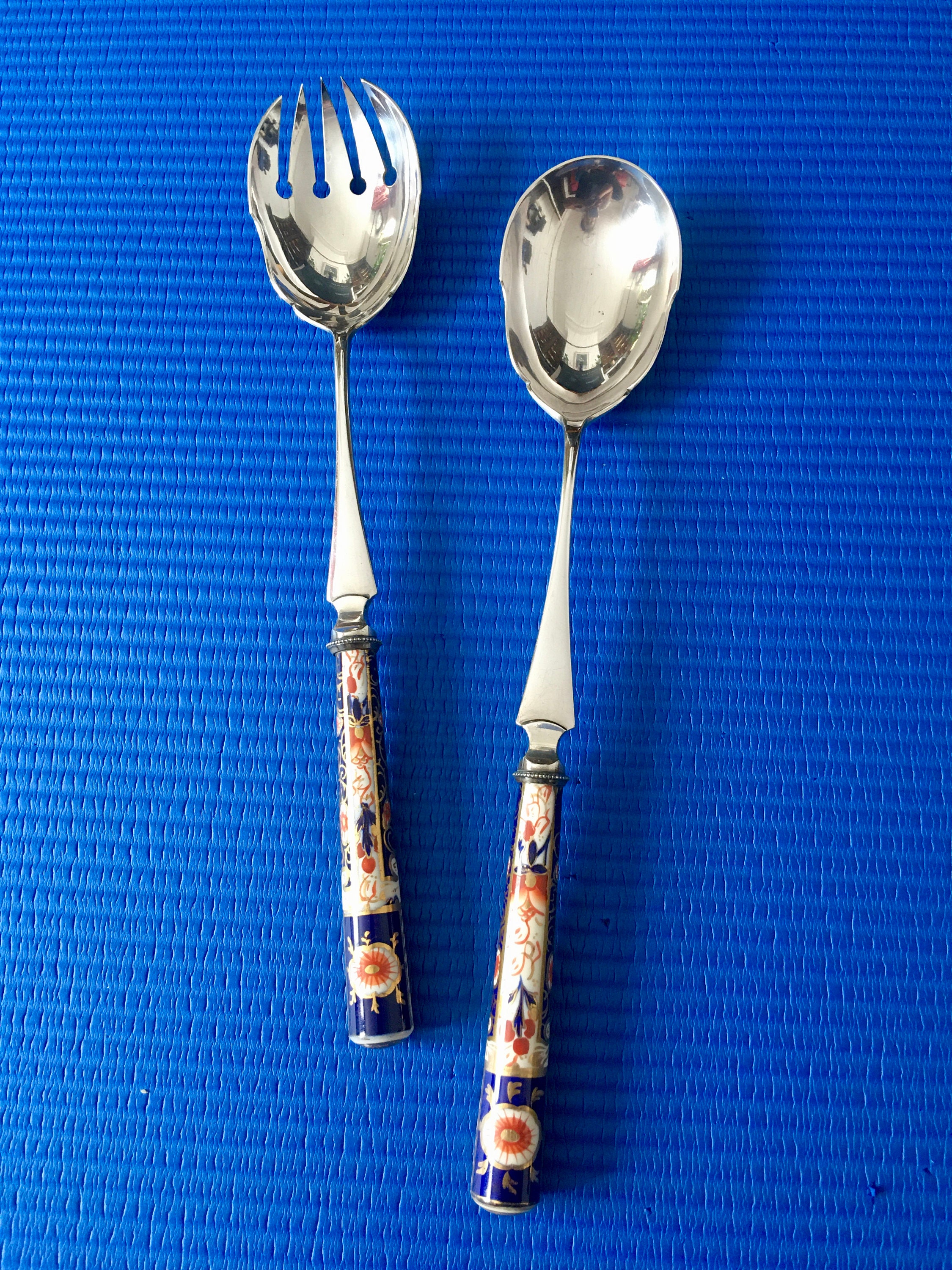 Vintage EPNS Serving Spoon and Fork With Imari Handle 30cm Etsy