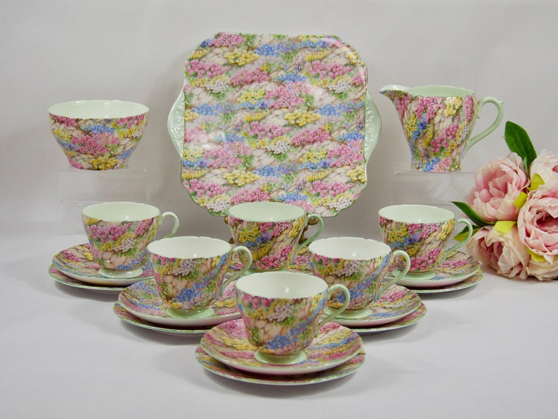 Vintage Shelley Rock Garden 21 pieces tea set Etsy