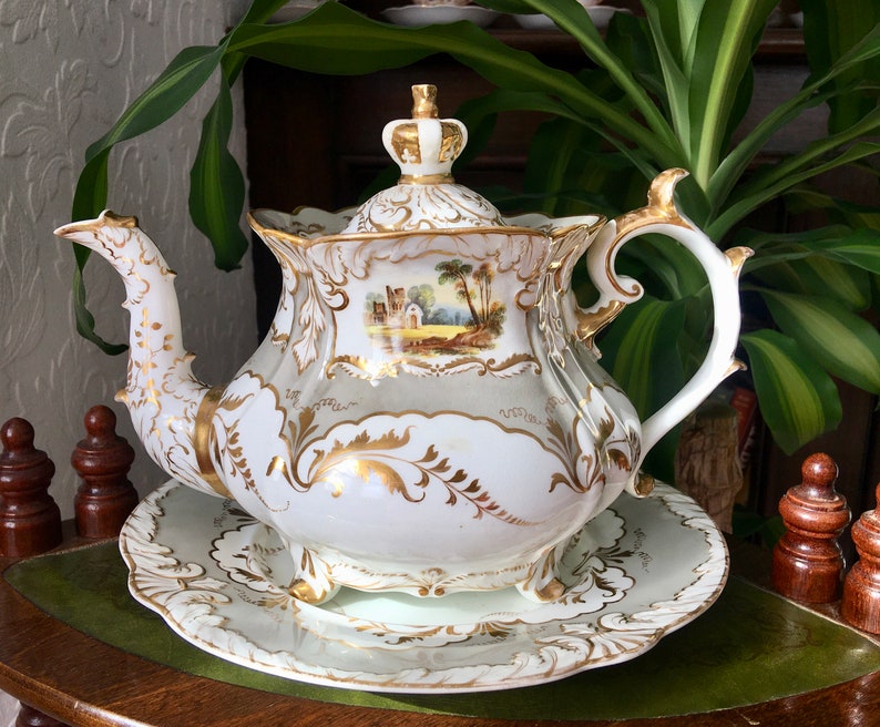 Rare Item Antique Rockingham Brameld Teapot & Stand With the Etsy UK