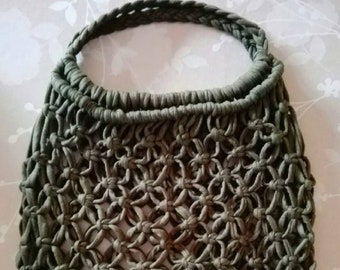 Borsa rete in tessuto, borsa macrame, borsa boho, borsa in fettuccia, borsa in tessuto, borsa mare