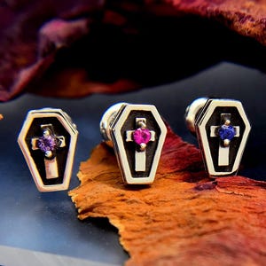 silver coffin earring,punk gifts
