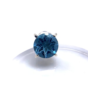 dandelion earring stud,blue topaz earring,sterling silver jewelry,natural stone earring for men,simple earring,present for mom