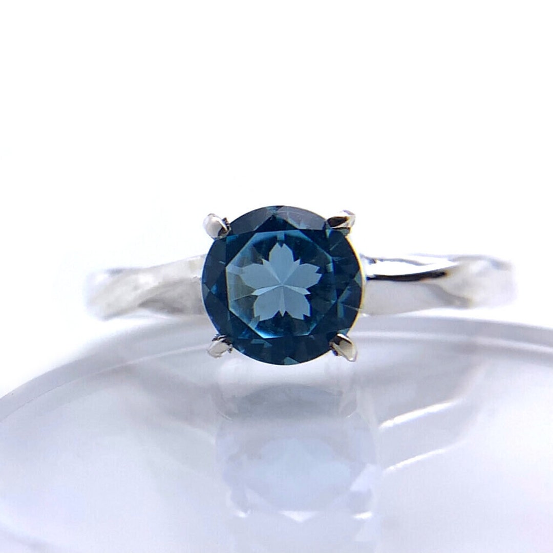 Blue Toapaz Cherry Blossom Gem Stone Ring,sterling Silver Etsy