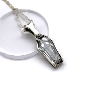 crystal coffine necklace,sterling silver jewelry,gothic necklace,vampire necklace for men,spider web necklace,free shipping,made in japan