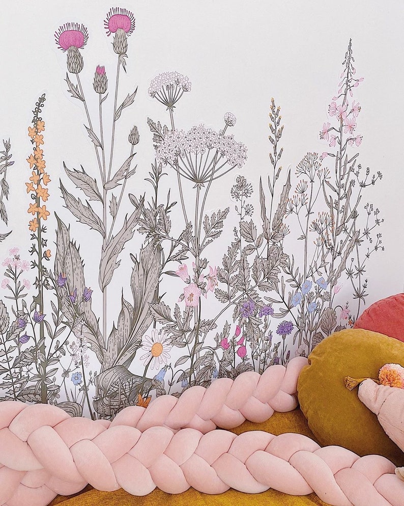 Wildflowers wall decals Eco friendly wall stickers Peel Etsy