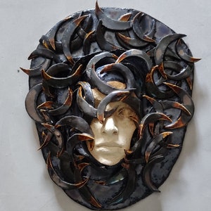 Migraine, unique ceramic sculpture,a unique copy,Art Ceramic Sculpture, Home decoration, ceramic sculpture,Gift,Art Ceramic, Handmade Mask