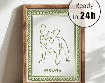 Retrato de mascota personalizado: dibujo minimalista de perro o gato (arte digital)