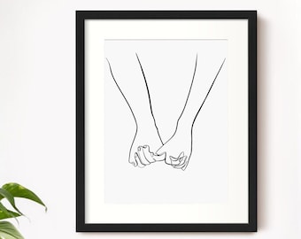 Minimalist Couple Hands Line Art Print: Love Illustration (Digital Download)