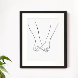 Minimalist Couple Hands Line Art Print: Love Illustration (Digital Download)