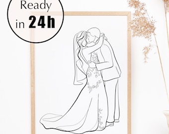 Custom Line Art Portrait • Minimalist Couple, Family, Pet Drawing (Digital Download)