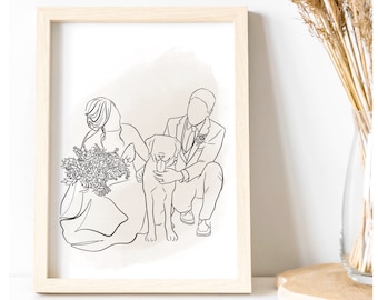 Custom line art | Custom line portrait | personalized portrait | custom couple gift | Valentines gift| Line art drawing | custom family gift