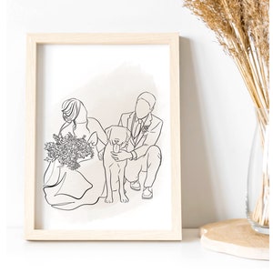 Custom Line Art Portrait • Minimalist Digital Illustration • Couple, Family or Pet Drawing • One Line Style Wall Art Gift