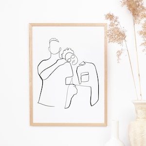 Custom Line Art Portrait • Minimalist Digital Illustration • Couple, Family or Pet Drawing • One Line Style Wall Art Gift