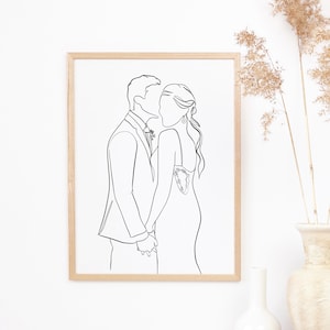 Custom Line Art Portrait • Minimalist Digital Illustration • Couple, Family or Pet Drawing • One Line Style Wall Art Gift