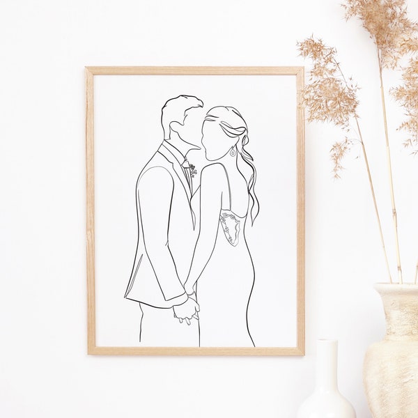 Custom one line drawing | One line portrait | personalized drawing | custom gift | Wedding anniversary | One line drawing | Line art