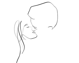 Couple Line Art Portrait