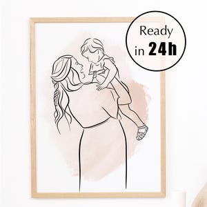 Custom Minimalist Line Art Portrait, Hand-Drawn Couple Illustration (Digital Download)