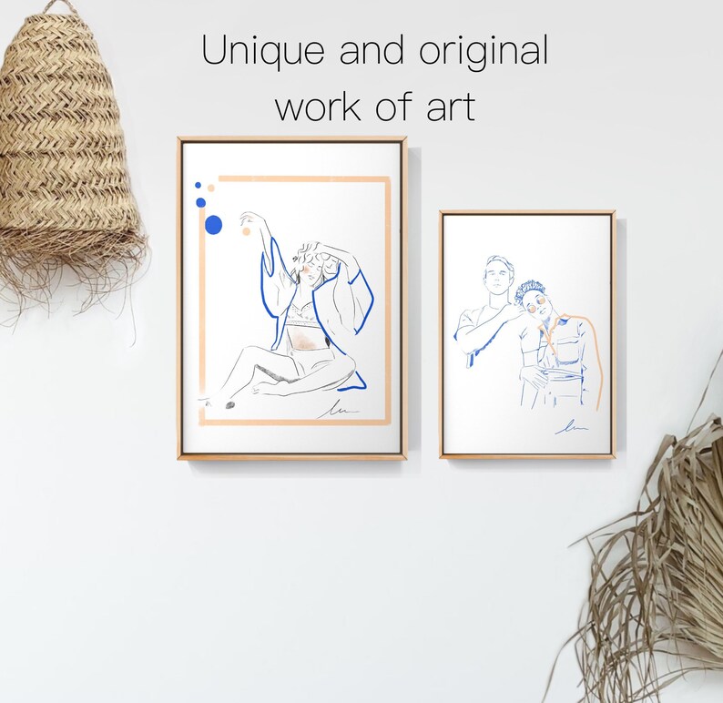 Abstract Black And White Sketch Line Art MODERN SKETCH Portrait From Photo Custom Line Drawing Couples Gift Idea Modern custom portrait