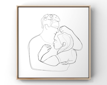 Couple One Line Art Print: Minimalist Love Illustration (Digital Download)