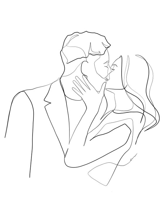 Couple Line Art Portrait