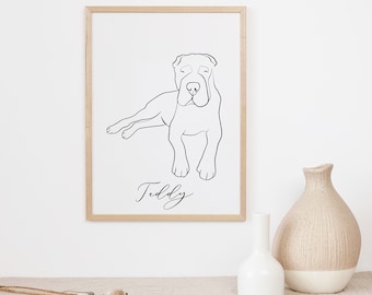 Retrato personalizado en estilo lineal: Dibujo minimalista de familia, pareja y mascota (Descarga digital)